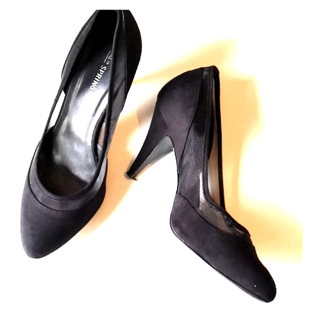 Black Suede and Mesh Heels by Call it Spring